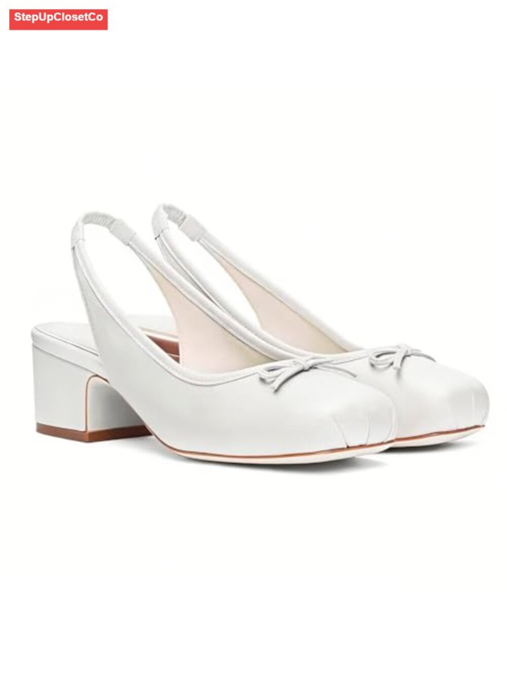 Ruched Satin Slingback Heels Bow Square Toe Low Chunky Block Heels Mary Jane